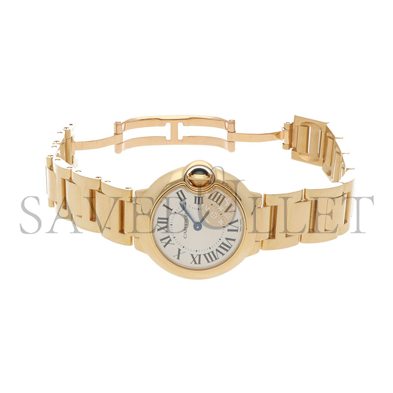 Ca*t1er ballon bleu yellow gold watch with silver dial 28mm w69001z2